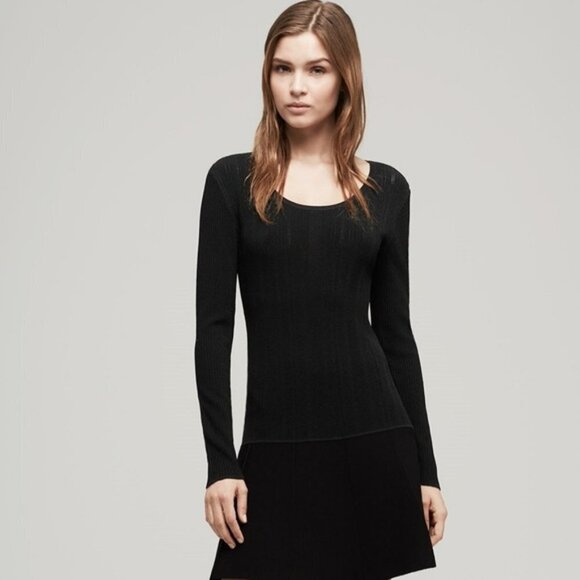 Rag & Bone Isla Black Knit Long Sleeve Fit & Flare Scoop Neck Mini Dress Medium - Picture 13 of 16